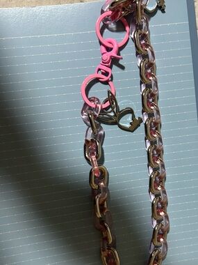 Pink Acrylic Link Strap with Heart Charm for Pants 👖 and jeans